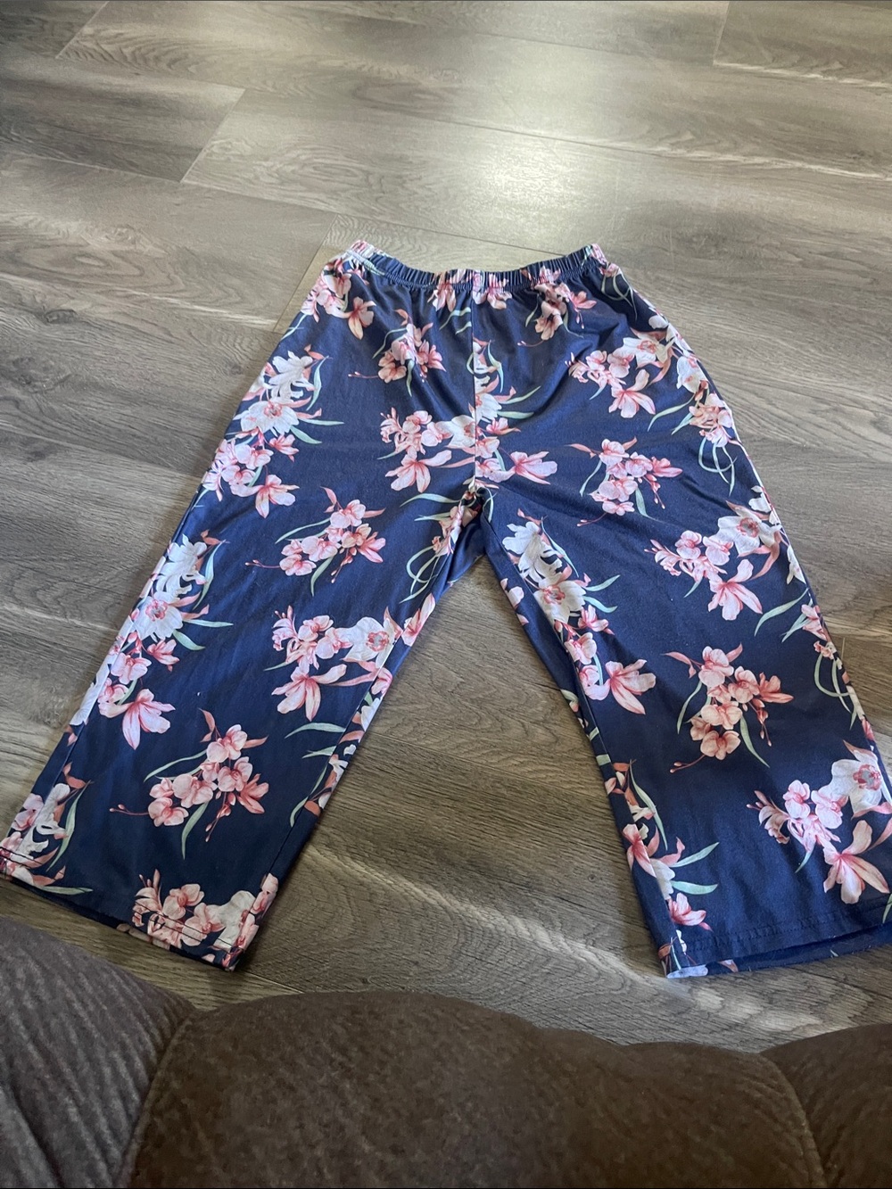 Crop Floral Navy and Pink Pajama Pants